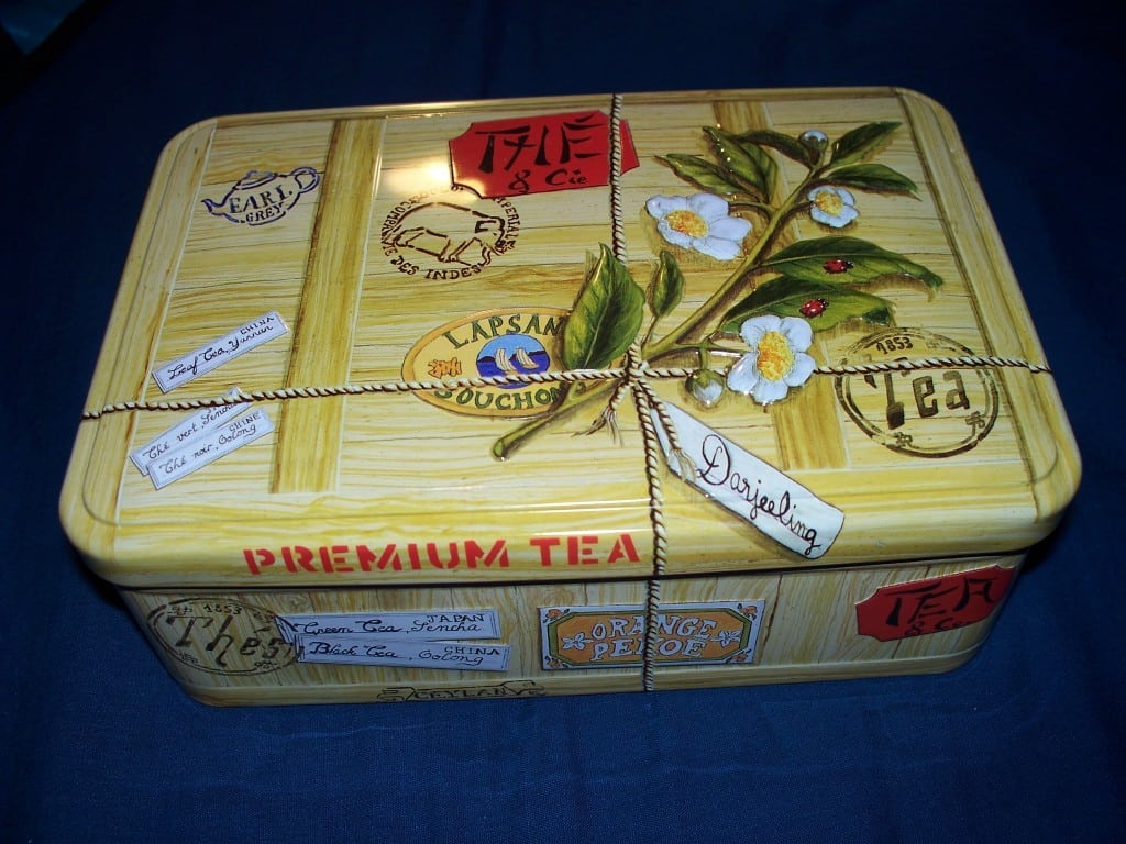 Metal tea chest. A gift from my mom.